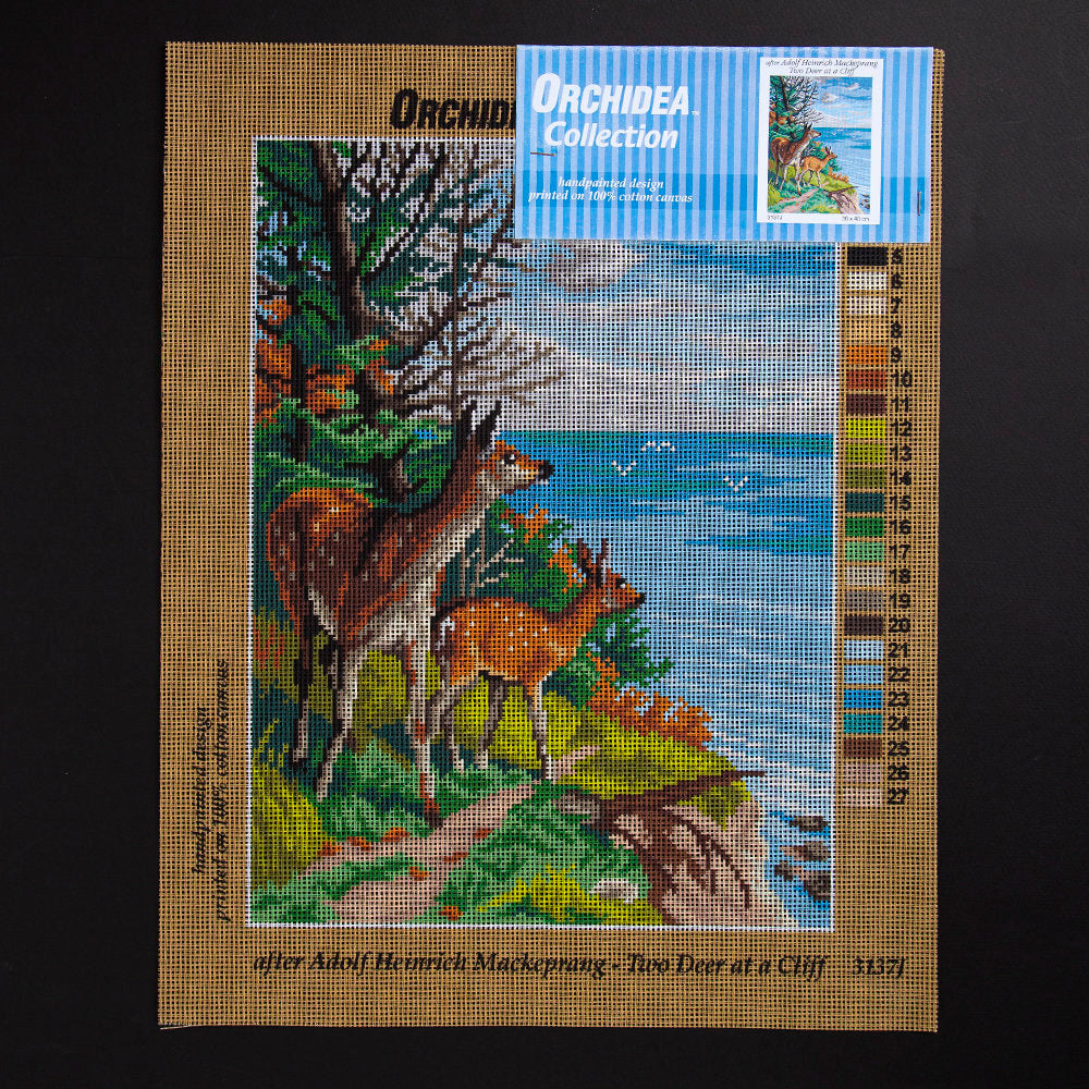 ORCHİDEA 30 x 40 cm Uçurumdaki İki Geyik Baskılı Goblen 3137J